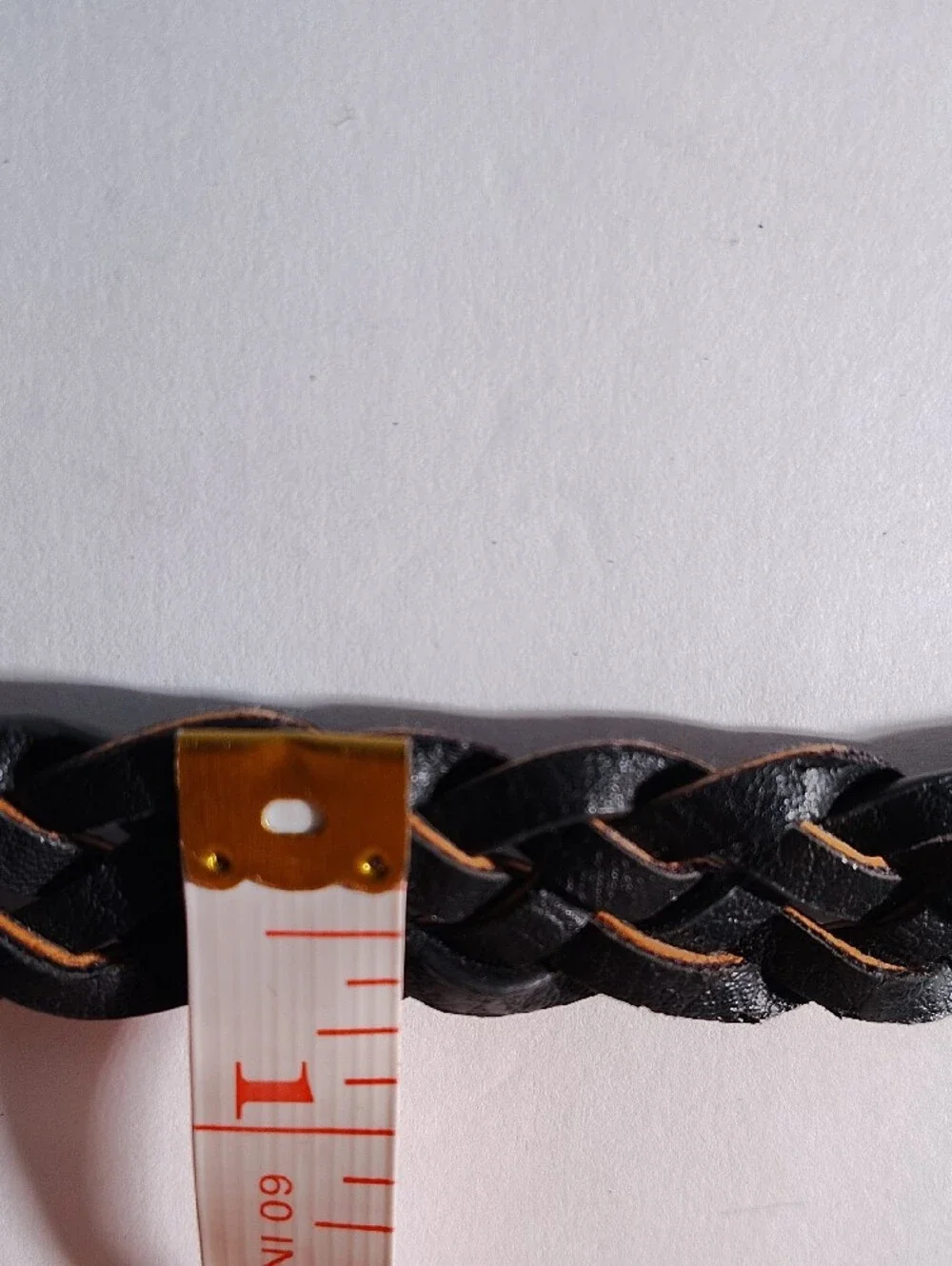 Women's Size S/M Black Braided Leather Belt with Tan Accents WM